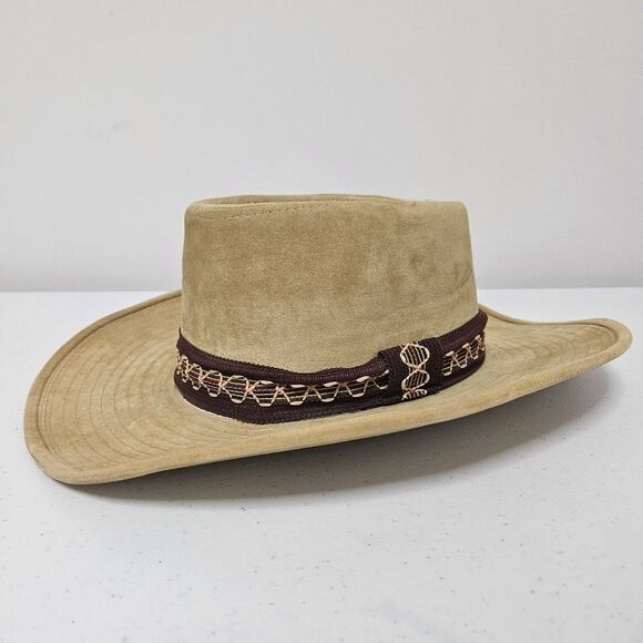 Vintage YA Velveteen Western Cowboy Hat Small Tan With Band Missing Tag See Pics - Picture 1 of 9